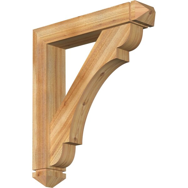 Ekena Millwork Olympic Arts and Crafts Rough Sawn Bracket w/ Offset Brace, Western Red Cedar, 6"W x 30"D x 34"H BKT0604X30X34OLY03RWR - main